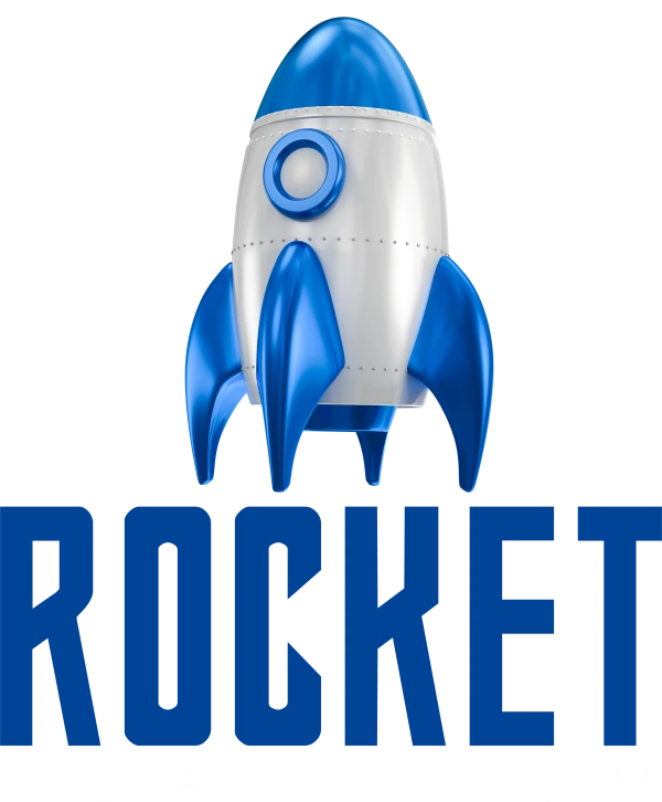 Rocket Academy, foguete azul e branco